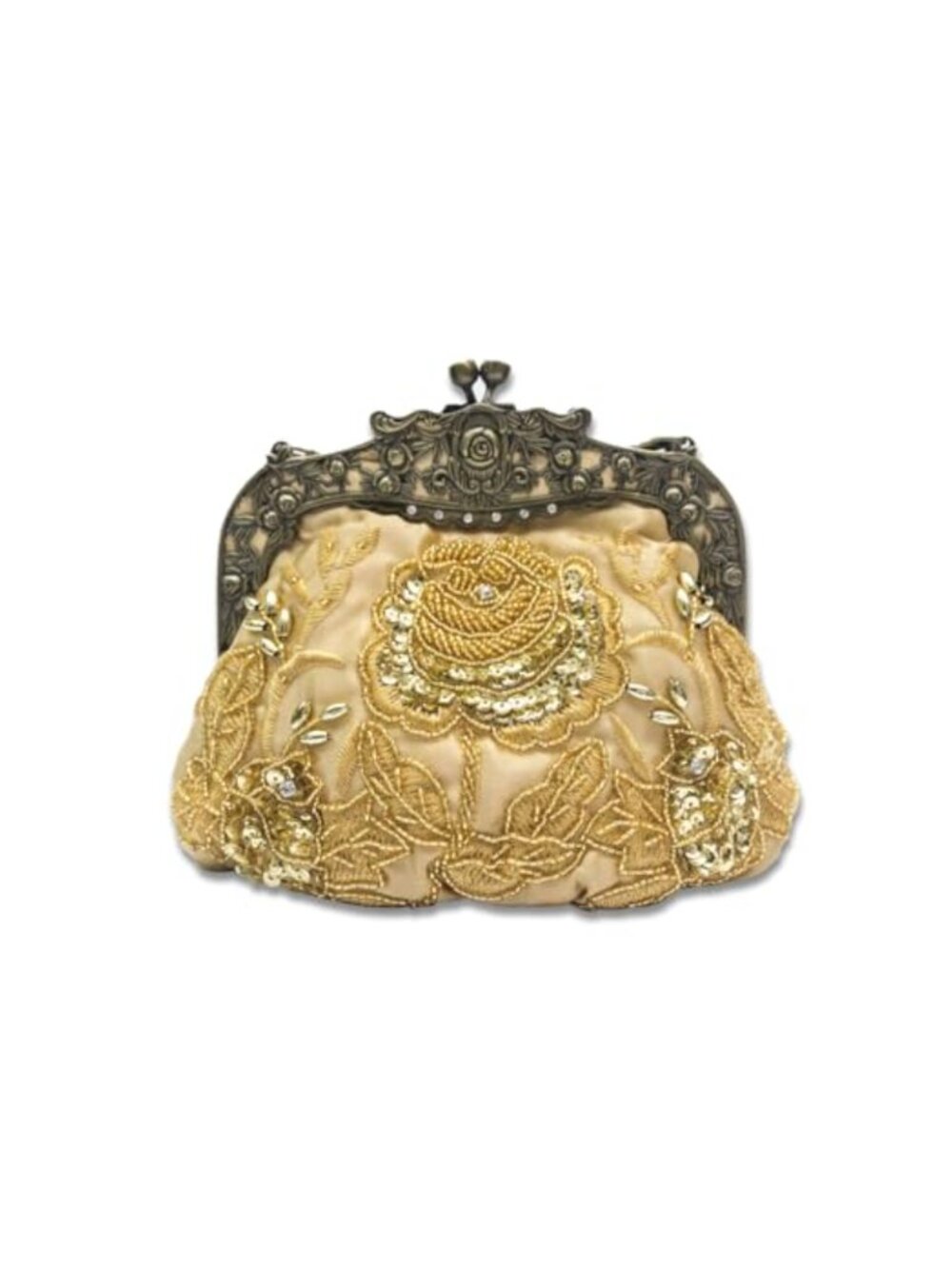 Beaded Sequin Clutch Evening Bag with Removable Chain for Wedding Bridal